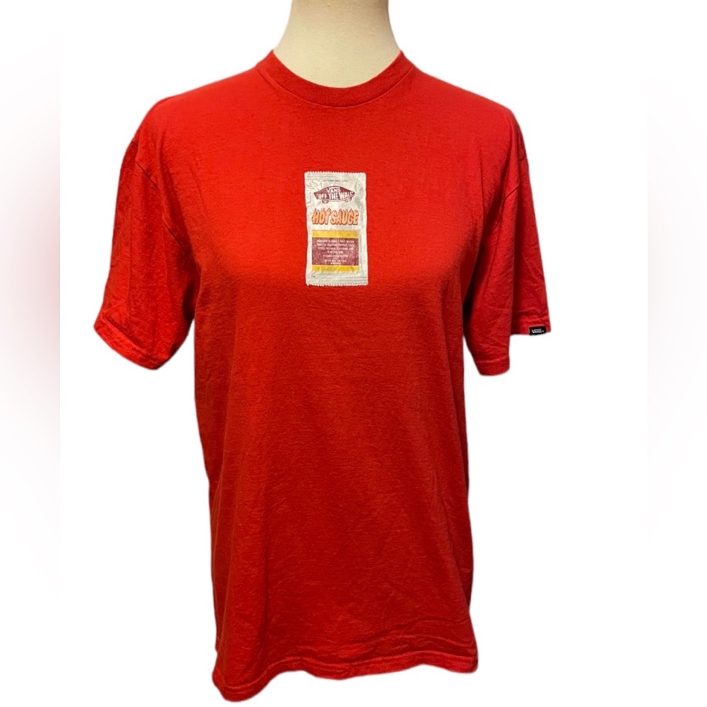 Vans OFF THE WALL Crumpled Hot Sauce Packet Logo Red T-shirt Medium